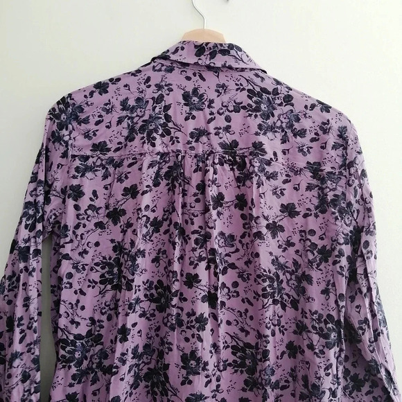 Anthropologie Pilcro Romy Relaxed Button Up Blouse Purple Floral Oversize XS - Picture 8 of 16